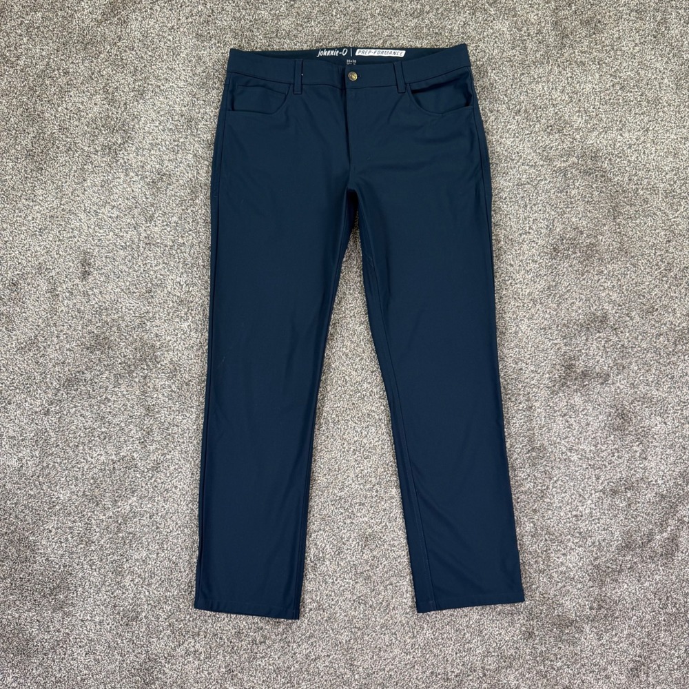 Johnnie-O Prep-Formance Pants Mens 35x30 Navy Blue 5-Pocket Golf Stretch Casual